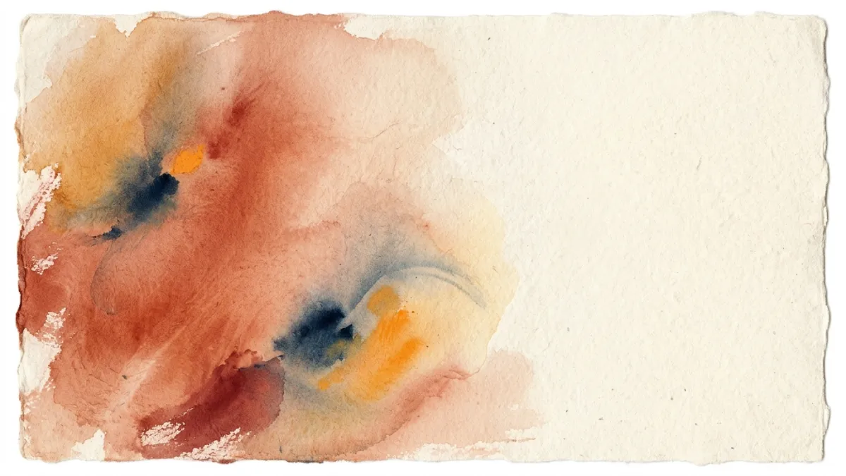 Handmade paper with a faint red earth wash fading to cream